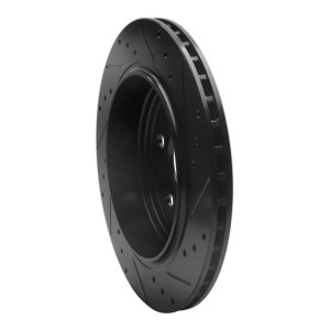 Dodge Durango Brake Rotor (1) - Rear Left - R1 Concepts - Drilled & Slotted - Black - `11-`25